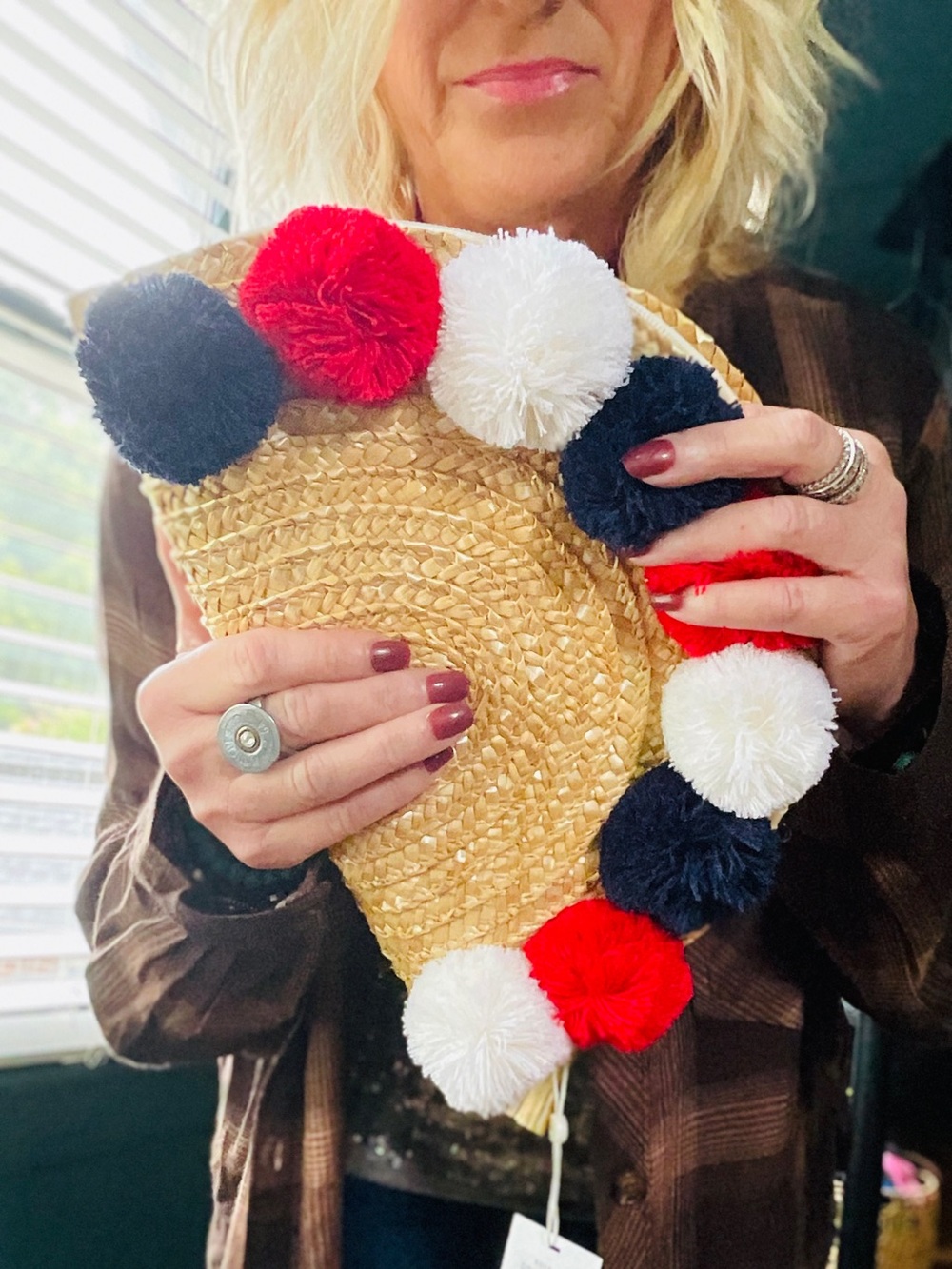 ShiraLeah Chicago Straw Pom Pom Clutch NWT summer bag, boutique bag, classy